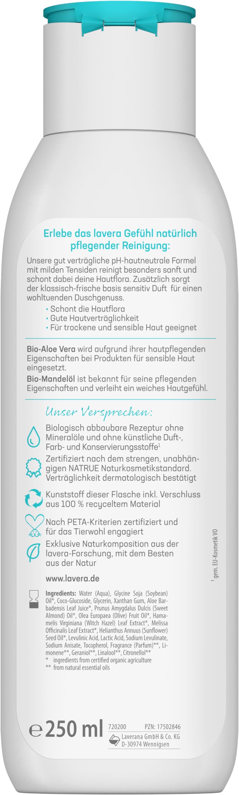 Lavera Basis Sensitiv Cremedusche, 250 ml 7