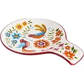 Bico Red Spring Bird Ceramic Spoon Rest for Stove Top, Kitchen Holder | Dishwasher &amp; Microwave Safe, Lead &amp; Cadmium-Free Ceramic, Kitchen Cooking Utensil Rest for Ladles Spatula, Housewarming Gift
