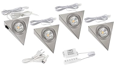 MD-DEAL 4er Set LED COB Unterbauleuchte Aufbauleuchte Küche Küchenleuchte Dreieckstrahler Dreiecksleuchte Strahler Leuchte 4 