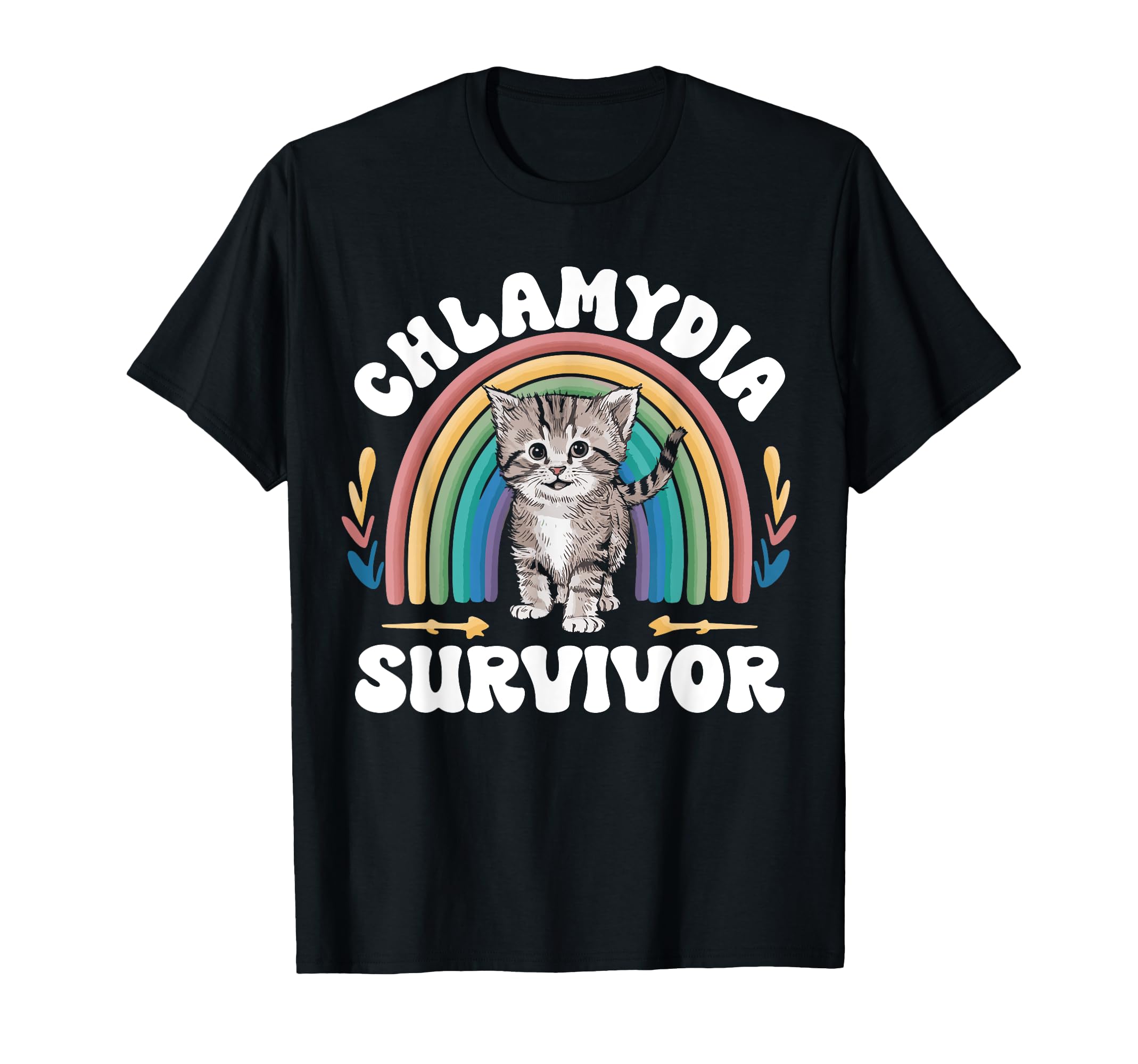 Photo 1 of Cat Funny Embarrassing Meme Adult Humor Chlamydia Survivor T-Shirt, Small, Black