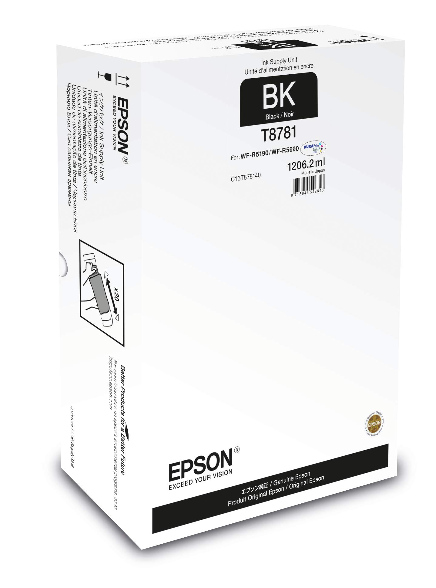 Epson T8781-1206.2 ml - Noir - Originale - Recharge d'encre - Pour Workforce Pro WF-R5190, WF-R5190DTW, WF-R5690, WF-R5690DTWF, WF-R5690DTWFL, C13T878140