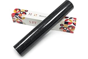 Mcirurn Black Glitter Heat Transfer Vinyl, 12" x 5ft Htv Vinyl, Glitter Iron-On for T-Shirts, Shirts Crafts, Easy Cutting and Weeding, Custom Glitter Gifts.