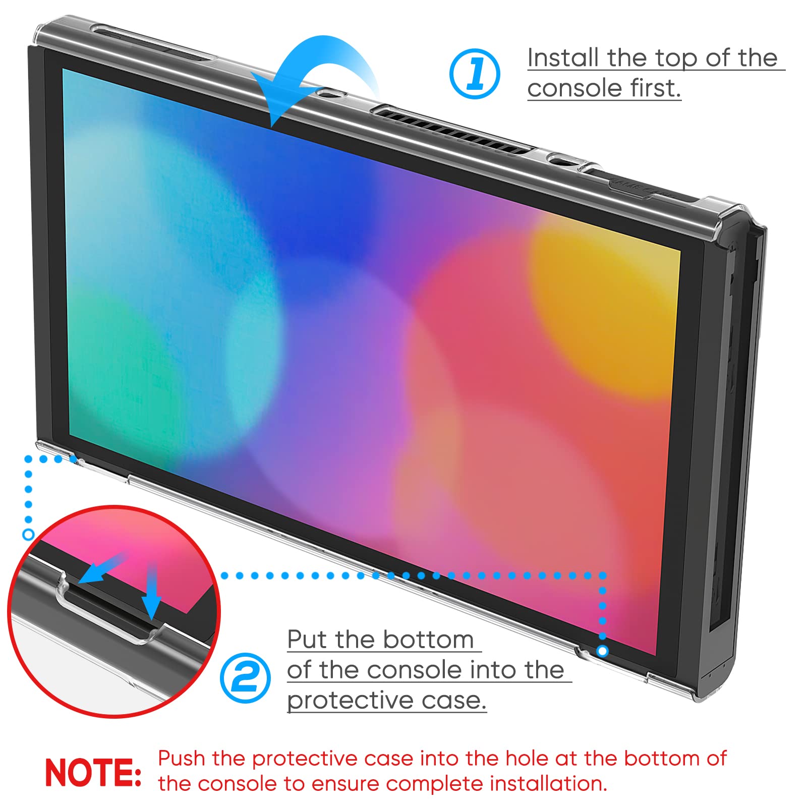 FYOUNG Zubehör Bundle Kompatibel mit Nintendo Switch OLED-Modell mit Tragetasche und Schutzhülle Tragbarer Tasche für Switch OLED & Hülle & Displayschutz & Joystick Kappen - Schwarz 4