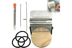 KUEUS PatchMaker 2.0 Kit, Loom Knitting Kit for Beginners, Mini Portable Patch Darning Loom Kit, Patchwork Weaving Tool Set for Quickly Sewing Repair, Sewing Craft Supplies (14 Hooks)