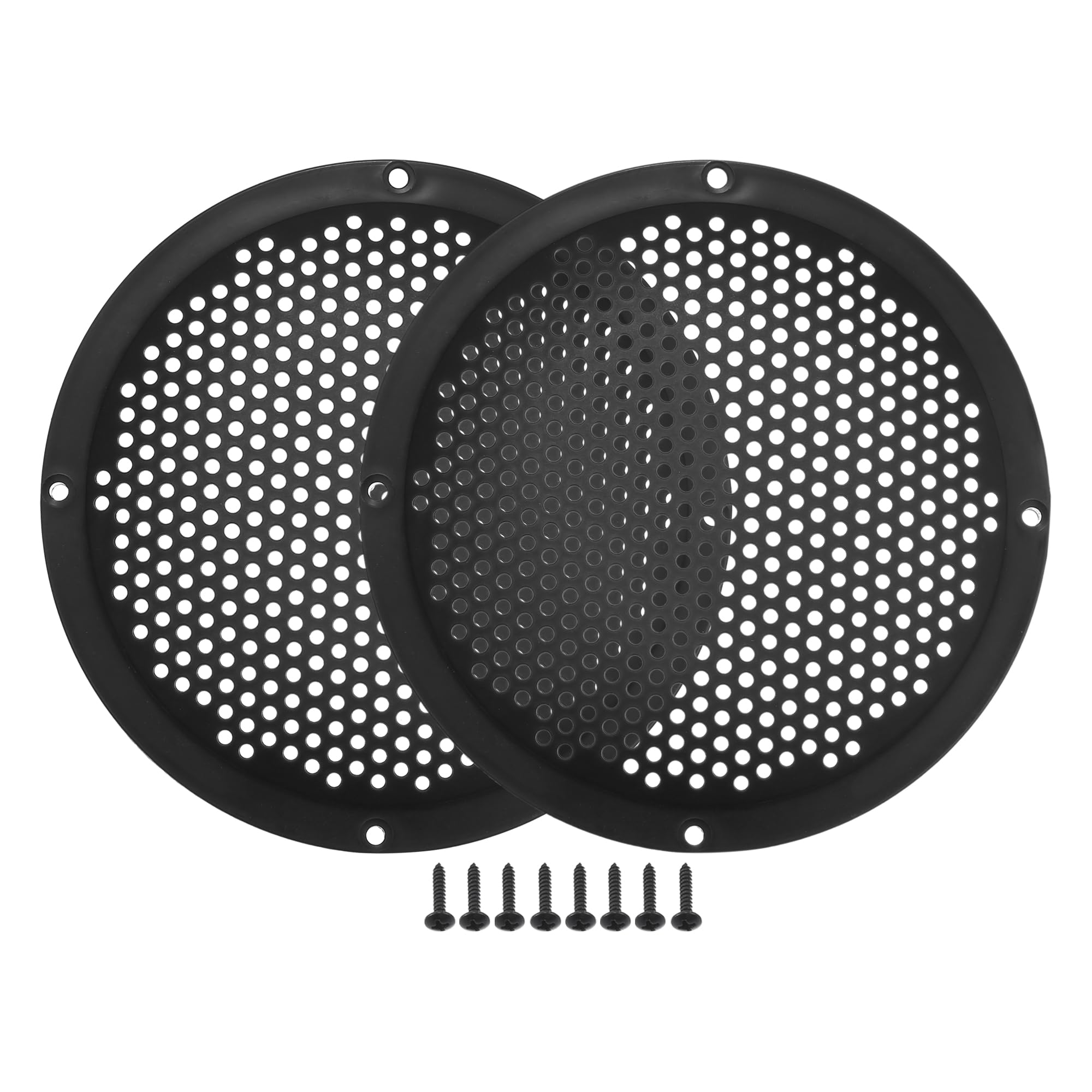 X AUTOHAUX 6" Car Speaker Grills Cover Mesh with Screws ABS Black - 2 Pcs