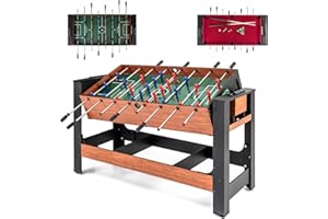 Goplus 2-in-1 Swivel Game Table, 54'' Full Size Foosball & Pool Combo Table for Adults, Indoor Outdoor Combination Arcade Tab