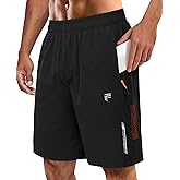 FOGFIRE Men's Athletic Running Shorts with Zipper Pockets Quick Dry Drawstring 7" Gym Shorts for Basketball Workout Jogging