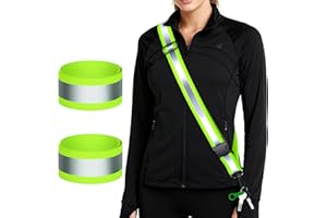 Samlior Reflective Gear for Walking at Night, High Visibility Safety Reflective Reflective Sash and 2-Pack Armband Set, Night