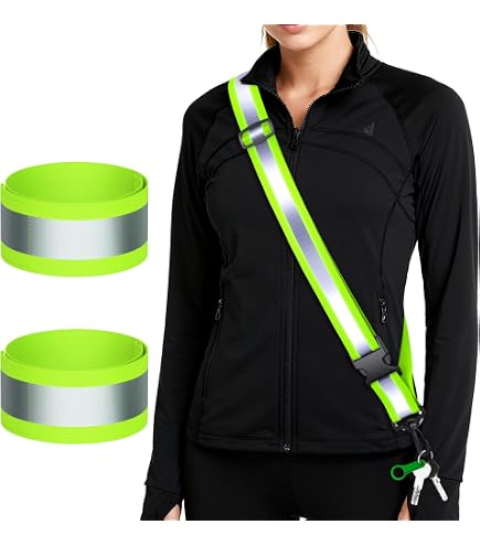 Lot De 2 Ceintures Réfléchissantes Réglables – Haute Visibilité 360°, Avec Clip – Course, Cyclisme, Running, Randonnée