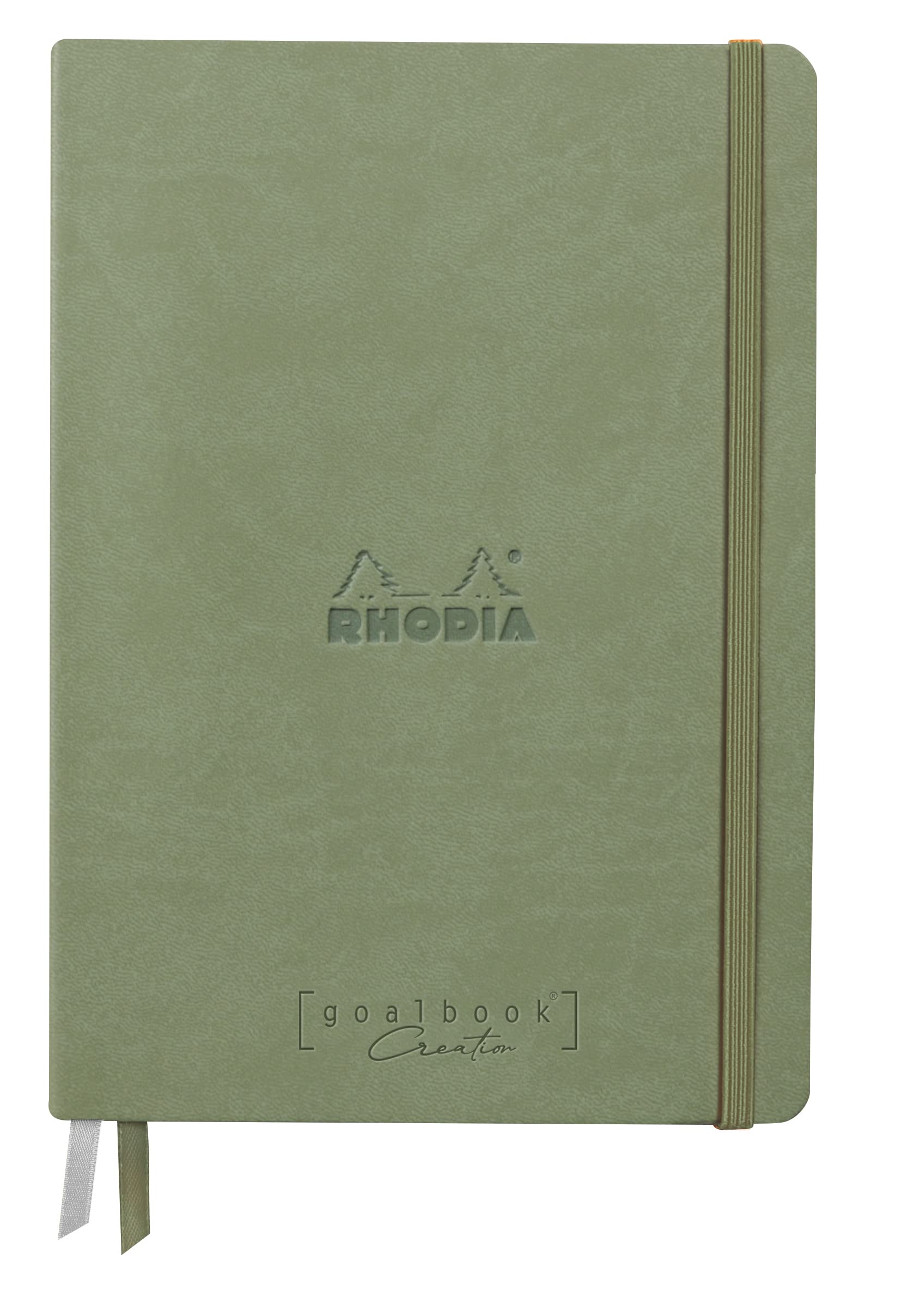 RHODIA 194156C - Rigid Notebook Goalbook Creation Celadon - A5 14.8x21cm - Plain - 100 pages White Technical Wash 200g/m² - 2 Ribbons - Imitation Leather Cover
