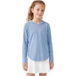 PATPAT Girls Athletic Hoodies Lightweight Long Sleeve Shirts 5-14 Years | Quick Dry T-Shirts, Curved Hem, Tee Top With Thumb