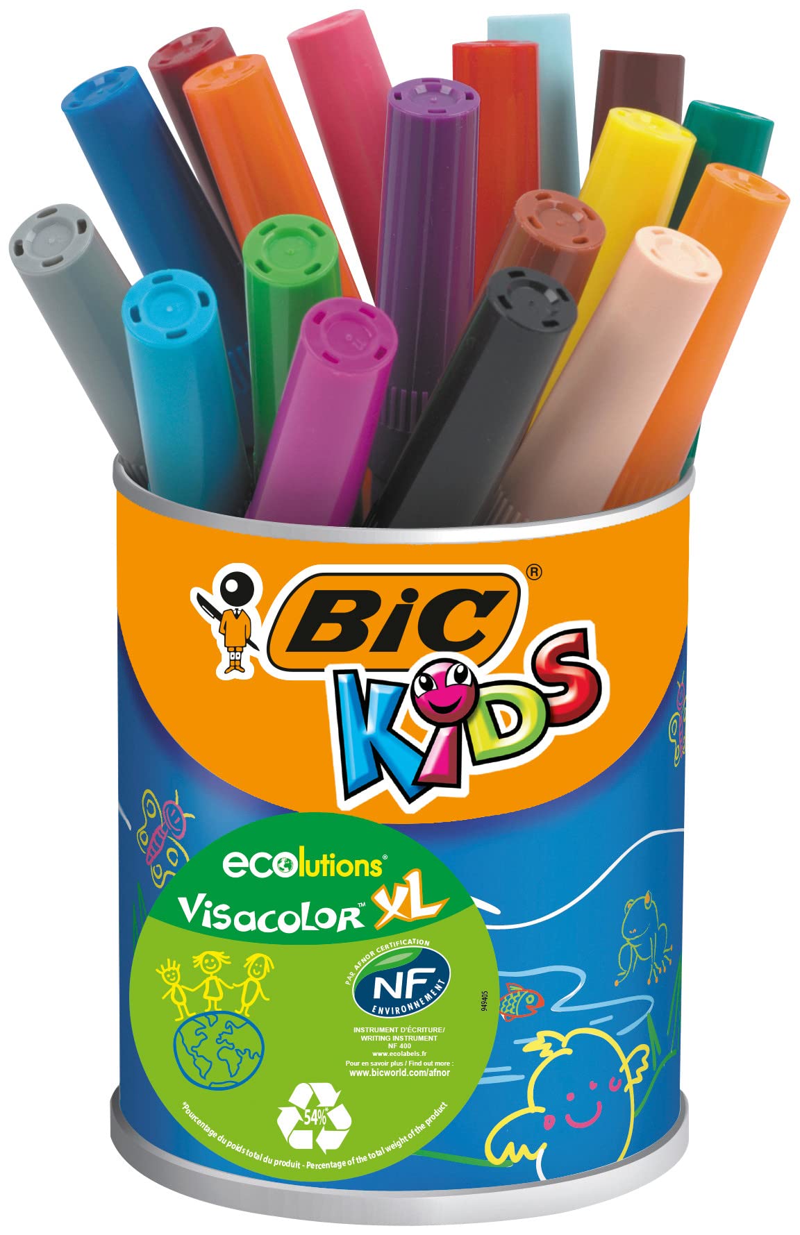 BIC Kids Visacolor XL ECOlutions Colouring Pens 18 Pot — image 1