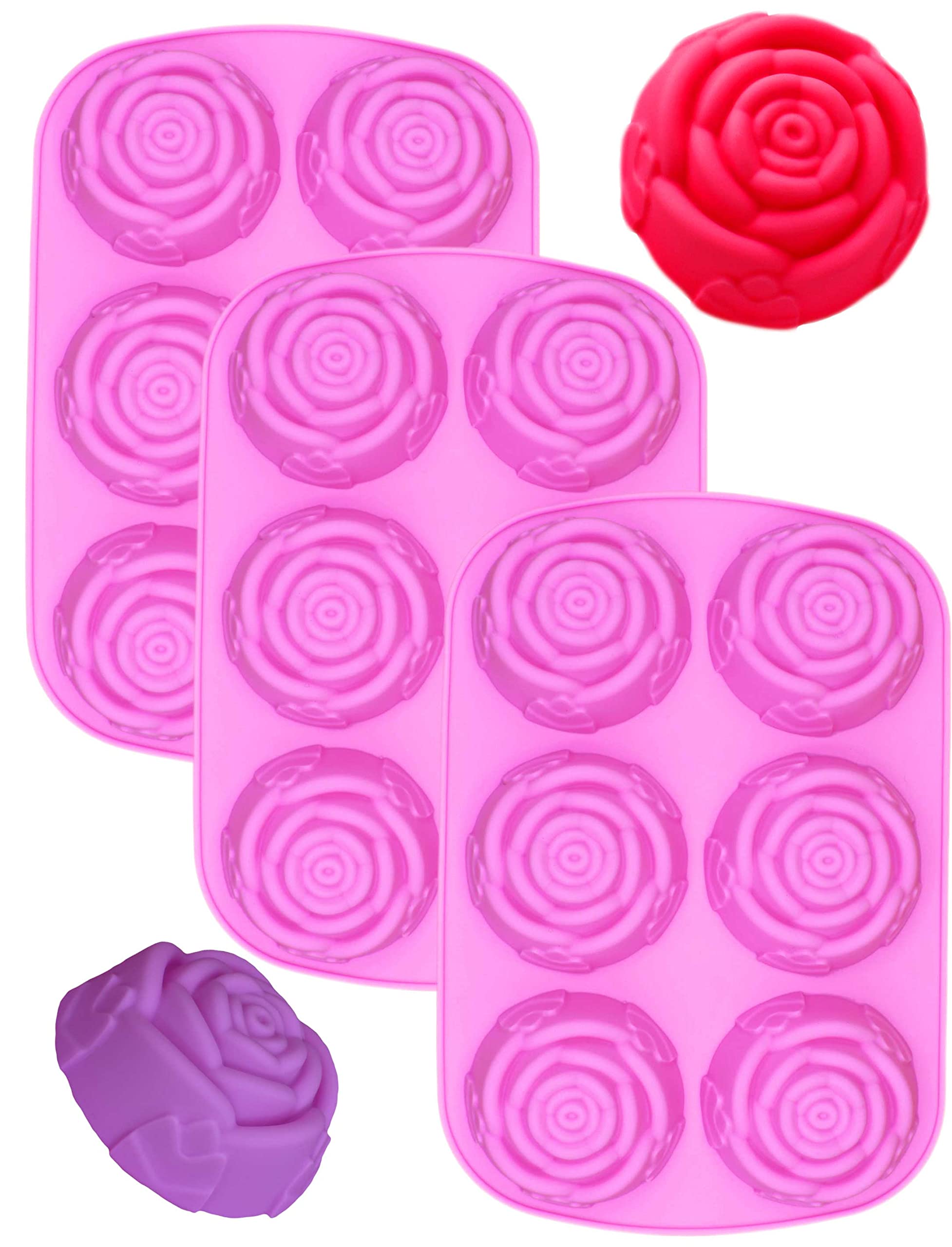 Photo 1 of 3 Pack of x Large Rose Flower Ice Cube Chocolate Soap Tray Mold Silicone Party maker (Ships From USA)