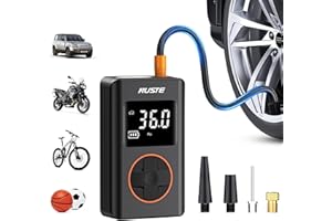 NUSTE Tire Inflator Portable Air Compressor with Upgrade Dual Screen, 150 PSI Cordless Air Pump for Car, Bicycle, Motorcycle Tires & Balls, Electric Bike Tire Pump with Pressure Gauge, LED Light