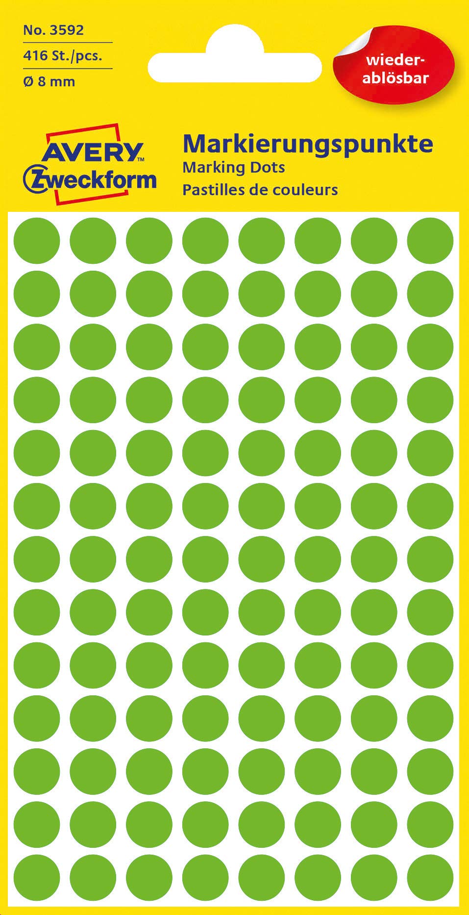 Avery Zweckform Etikett 8 mm Marking Dots Green Removable Wall Stickers – 416ST
