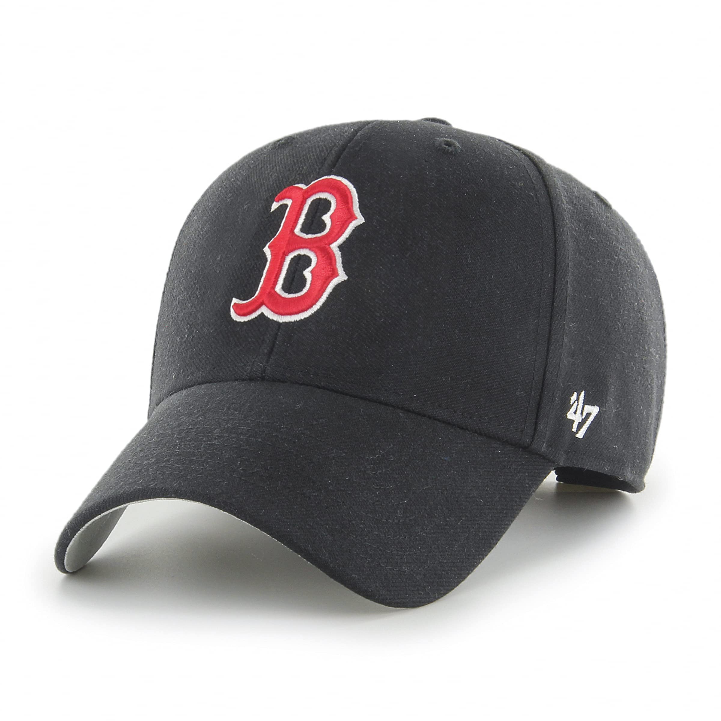 47 Boston Red Sox MLB MVP Unisex Baseball Cap, Adjustable, Red Logo, Black