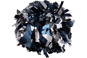 ICOBUTY Metallic Cheerleader Cheerleading Pom Poms 6 inch 1 Pair (Navy Blue/Silver)