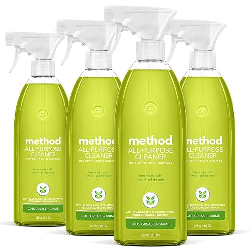Method All-Purpose Cleaner Spray, Lime + Sea Salt, Plant-Based and Biodegradable Formula Perfect for Most Counters, Tiles and More, 28 Fl Oz, (Pack of 4)