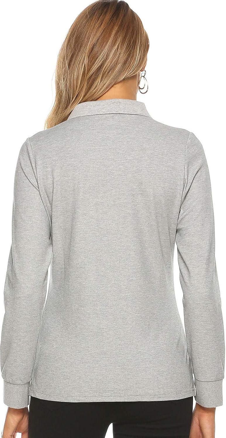 Women's Golf Polo Shirts Sports Athletic Shirts Tennis Tops Fitness Workout T-Shirt with Buttons: Clothing