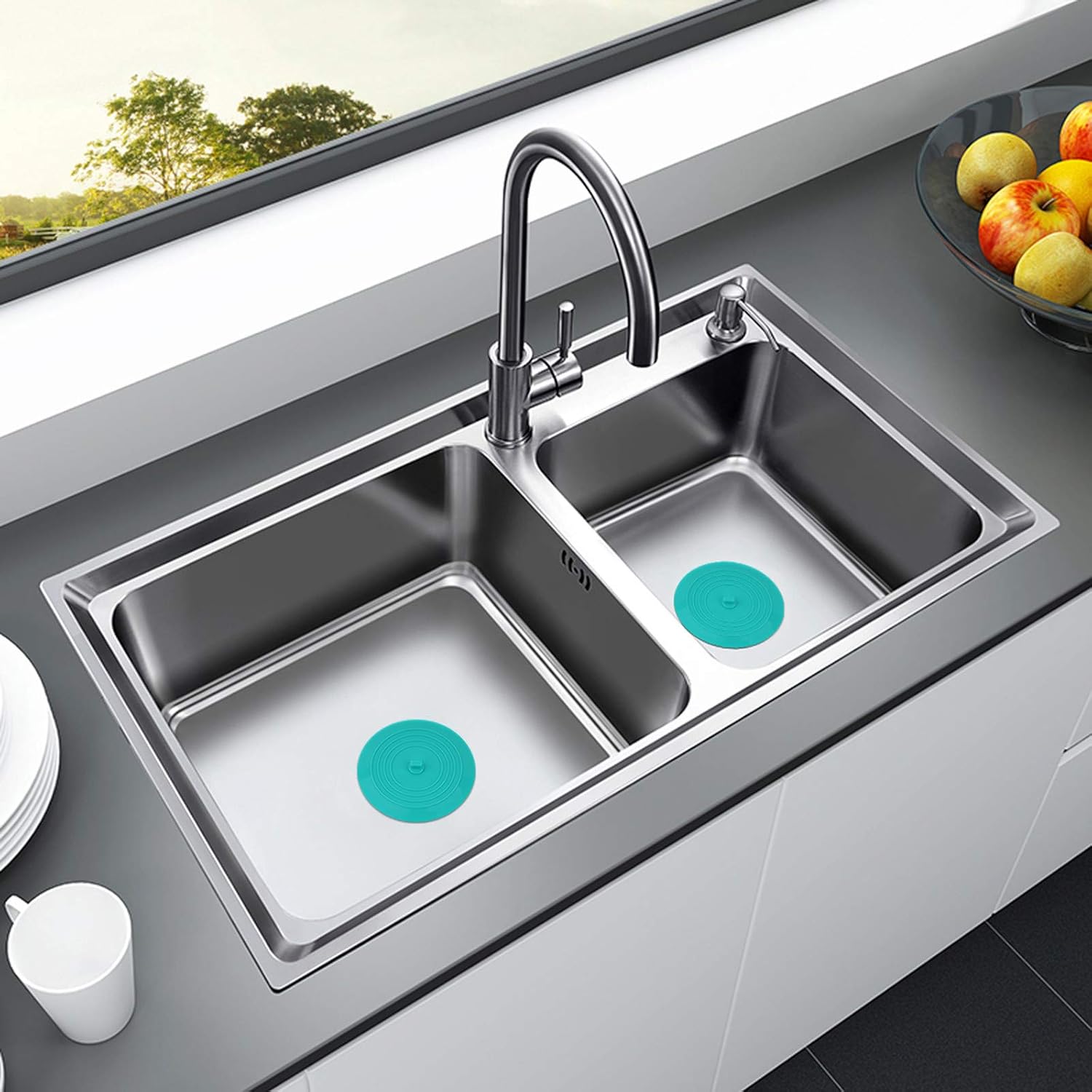 Cuttte Silicone Bathtub Stopper, 6 Inches Large Drain Stopper, Flat Suction Drain Cover, Tub Stopper Drain Plug for Kitchen, Bathtub and Laundry: Kitchen & Dining