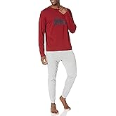 Lacoste mens Branding Crew Neck Sweatshirt Pajama Set