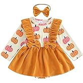 Ayalinggo My First Halloween Baby Girl Outfit Newborn Pumpkin Pie Romper Skirt Happy Thanksgiving Fall Clothes with Headband