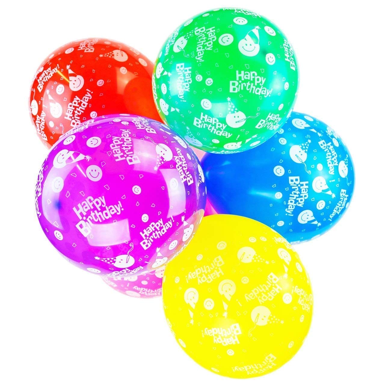 Happium Happy Birthday Balloons, 12" Multicoloured Latex 10pcs Balloons for Girls Boys, Happy Birthday Decorations, Anniversary Party