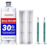 Clear AB Epoxy Glue, 30-Min Waterproof Multipurpose Repair Adhesive 1.76oz | Clear epoxy bonds metal, plastics, PVC, wood, ceramic &amp; fiberglass; ideal for tile, pipe, fishing rod &amp; golf club repair