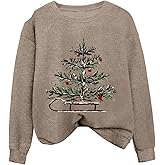 Floerns Women's Tree Print Long Sleeve Fall Sweaters Festival Crewneck Pullover Knit Tops