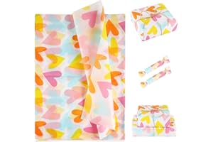 30pcs Hearts Tissue Paper, Colorful Heart Wrapping Paper Printed Pattern Wrapping Present Package for Celebration Graduation 