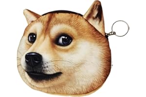 BRTOO Cute Coin Purse Plush Animal Coin Pouch Small Funny Kawaii Change Purses with Zipper Mini Cute Wallet Shark Bag for Women & Girl (Shiba Inu)