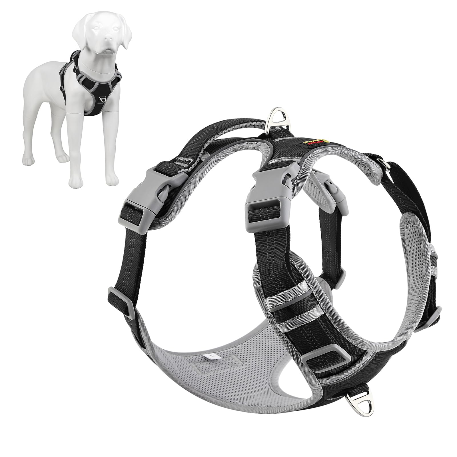 Plutus Pet No Pull Dog Harness, Release At Neck, Reflective Adjustable Dog Vest Harness, Easy Control Handle for Walking, for Small Medium Large Dogs, Black, L — image 1