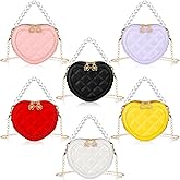 Sweetude 6 Pcs Little Girl Purse Small Heart Crossbody Bag Cute Mini Purse with Pearl Handle for Girls Women's Day Bridesmaid Crossbody Bag(Classic, Heart)