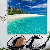 YISURE Tropical Paradise Beach Tapestry 150x130cm Palm Tree Ocean Decor view 7