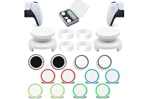 ZHI-NYLLDJS FPS Thumb Grips for PS5,for PS4 Thumb Grip Caps,Controller Assist/Precision Rings for PS5/4,Dedicated Storage Case,(FPS Thumb Grips,Stick Caps,Precision Rings) White Set(18pcs)