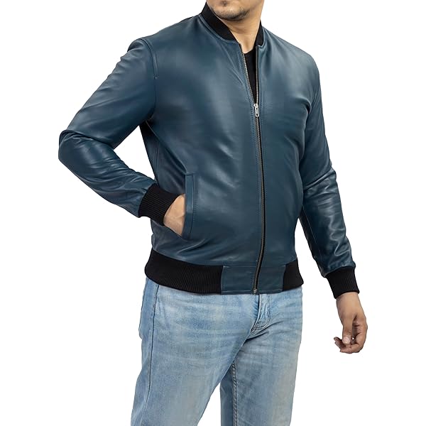 Men's Navy G-1 Goatskin Leather Flight Bomber Jacket, Vintage