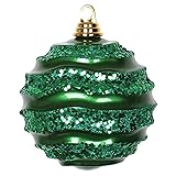 Vickerman 6" Christmas Ornament Wave Ball, Green