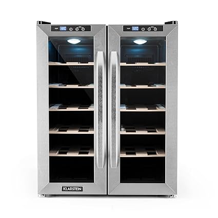 Klarstein SaloonNapa • Weinkühlschrank • zweitüriger Getränkekühlschrank • niedriges Betriebsgeräusch • 10 Einschübe • Temper