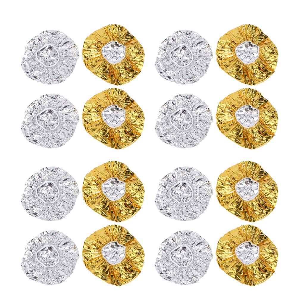 FRCOLOR 16pcs Aluminum Foil Deep Conditioning Caps Reusable Hair Processing Caps Hair Coloring Shower Caps for Home Salon Use Silver Gold