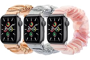 LUCKRIA Compatible for Scrunchie Watch Band 38mm 41mm 42mm 40mm 44mm 45mm Cute Elastic Watch Bands Women Stretchy Bracelet Wristband Strap for iWatch Series 7 6 5 4 3 2 1 SE 3 Packs
