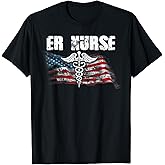 American Flag ER Nurse Cool Nurse T-Shirt Proud Nurse Women Kids Men T-Shirt