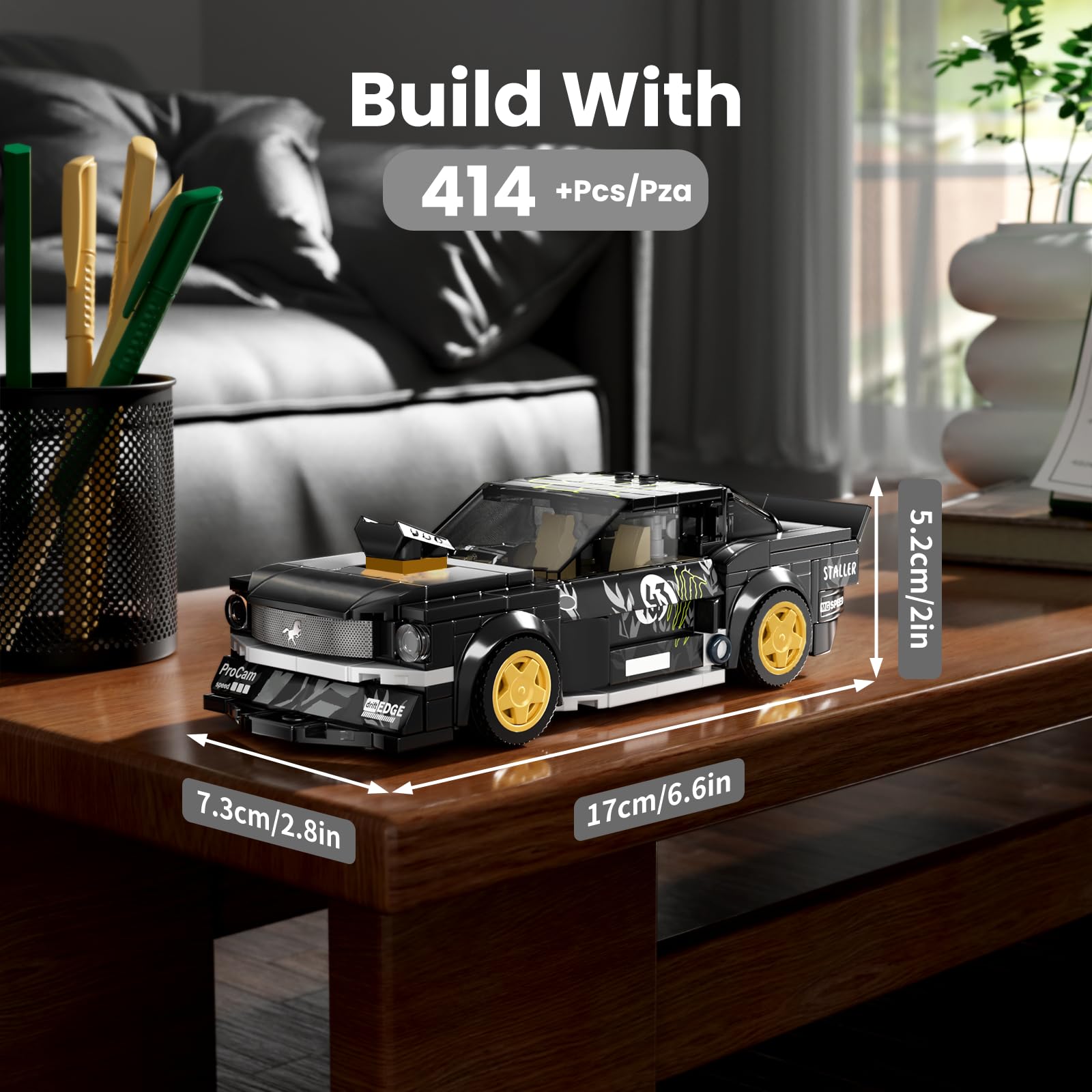 Mould King 27024 Speed Champion Rennwagen Bausteine Sportwagen Klemmbausteine Auto-Spielzeug mit Acryl-Vitrine Modellautos zum Sammeln Rennauto ab 8 Jahre Jungen(408 Teile) 2