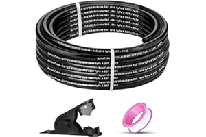LUMANIOUS 3/8" OD x 50FT DOT Air Line Black SAE J 844 PA12 Nylon Air Brake Tubing with Cutter and Teflon Tape, Pneumatic Nylon Air Line Hose for Semi Truck Trailer Air Brake System & Fluid Transfer
