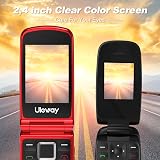 uleway Big Button Mobile Phone for Elderly SIM Free 2G Red Flip SOS Torch view 5