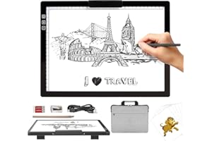 KOBAIBAN Wireless A4 Light Pad with Carry Bag, Innovative Stand, Top Clip, Stepless/ 6-Level Dimmable Brightness Rechargeable tracing Light Box/Board for Cricut Vinyl, Weeding Tool, Diamond Painting