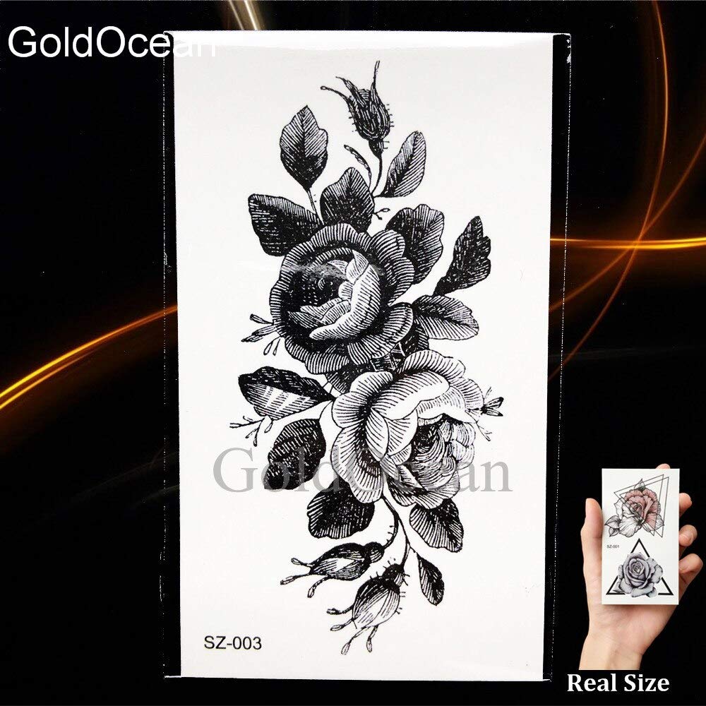 Zzebra Hsz003 Watercolor Compass Tattoo Stickers Women Men Arm