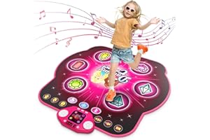WAYKEE Dance Mat Toys for 3-12 Year Old Girls, Dance Mats for Kids with Wireless Bluetooth, Light-up 6-Button & 5 Game Modes Kids Dance Mat, Birthday Toys Gifts for 3 4 5 6 7 8 9 10+ Year Old Girls