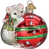 Old World Christmas Playful Christmas Mouse Glass Blown Ornament for Christmas Tree, Handcrafted Holiday Decoration, Holiday Collection