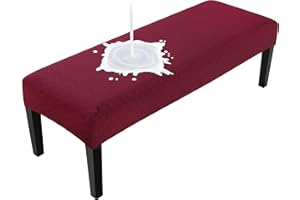 Fuloon Waterproof Dining Bench Cover, Removable Slipcover Washable Seat Protector for Living Room, Bedroom, Kitchen - Burgundy Dark Red