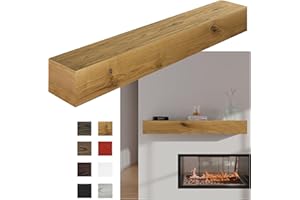 Pennsylvania Woodworks Fireplace Mantel, Handmade in The USA, Oak Wood Wall-Hanging Mantel Shelf, Farmhouse Wall Shelf Design, Easy to Mount and Heavy Duty, 60 in, Large, White Oak